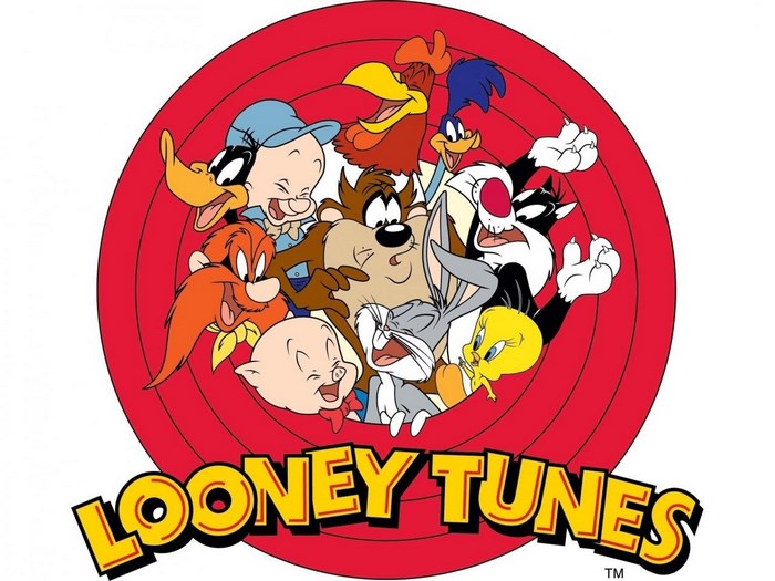 Looney Tunes characters in a circle logo