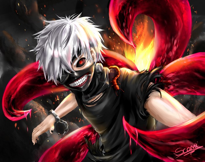 Tokyo Ghoul Ken Kaneki with Red Kagune Tentacles