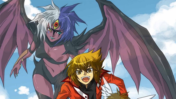 Dark Magician Girl and Jaden Yuki from Yu-Gi-Oh! GX