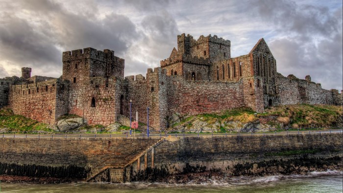Peel Castle on a cloudy day