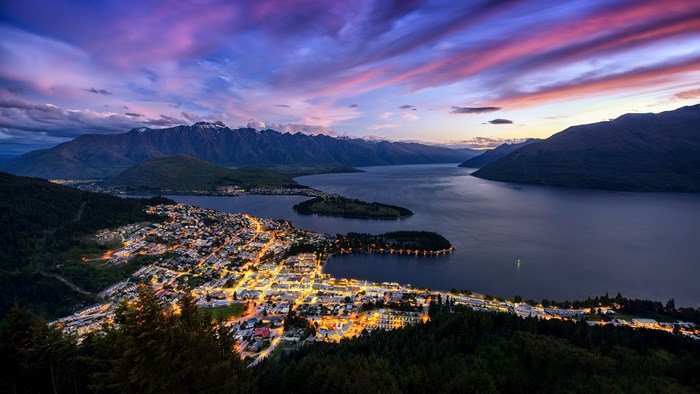 Queenstown New Zealand at Dusk