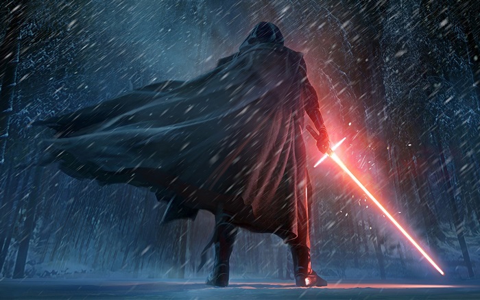 Kylo Ren from Star Wars in a snowy forest