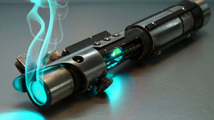 Lightsaber with blue smoke