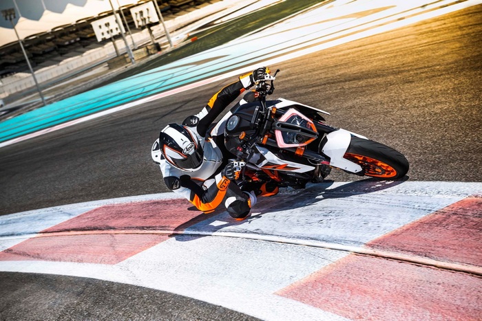 KTM 1290 Super Duke R motorcycle on a race track
