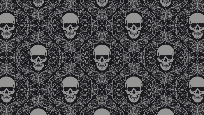Skull Pattern with Ornate Damask Design