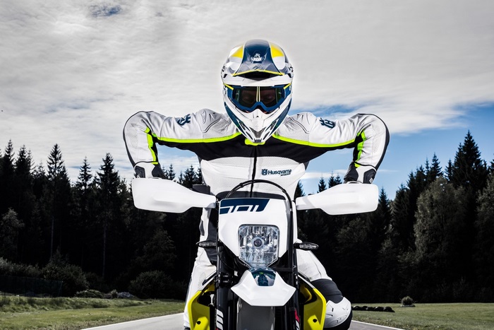 Husqvarna 701 Supermoto motorcycle rider