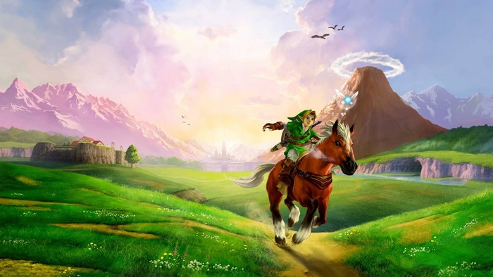 Link riding a horse in The Legend of Zelda