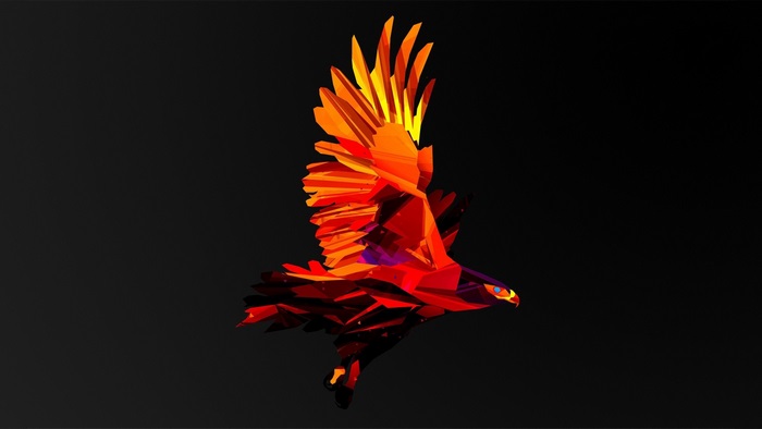 Geometric Eagle Flying on Black Background