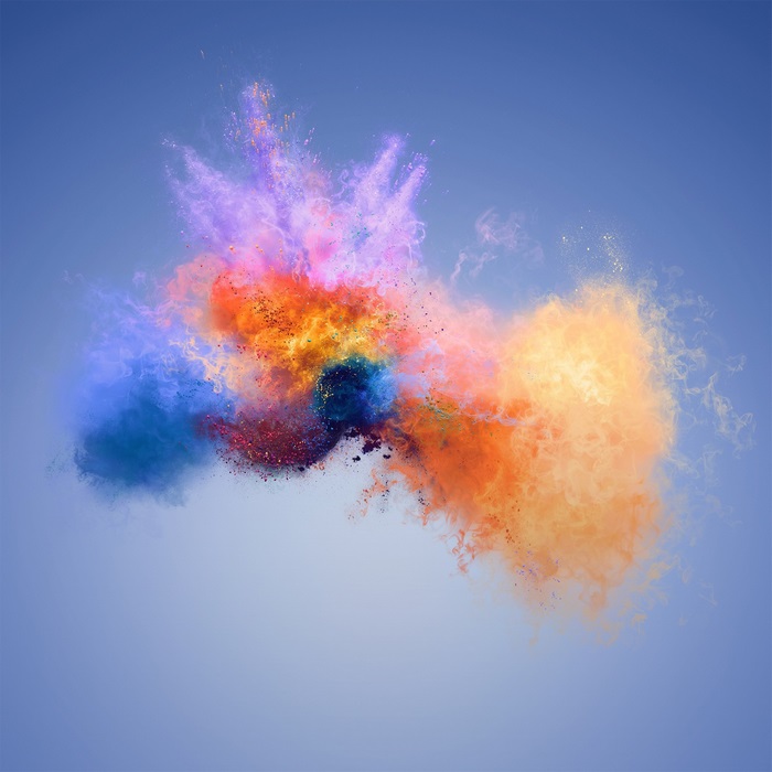 Vibrant Explosion of Multicolored Powders