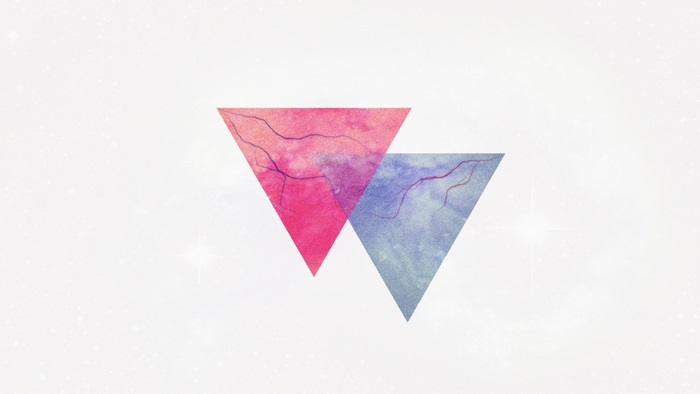 Two overlapping triangles with watercolor texture