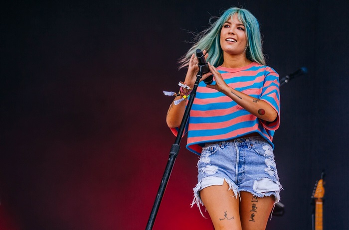 Halsey performing live on stage