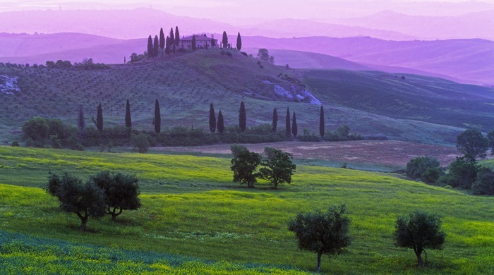Tuscany 4K landscape with rolling hills and cypress trees