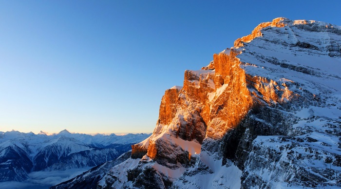 Snowy Alps Mountains at Sunrise 4K