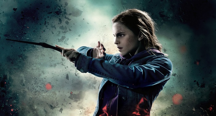 Hermione Granger from Harry Potter casting a spell