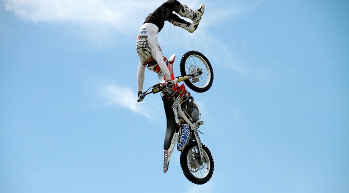 4K Motocross Rider Mid-Air Stunt