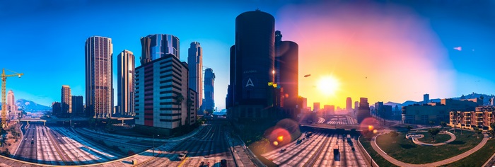 GTA 5 4K Cityscape with Sunset