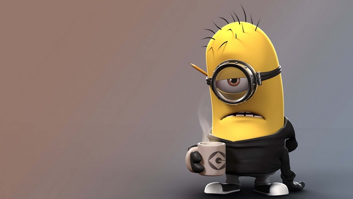 Minion Holding Coffee Mug 4K