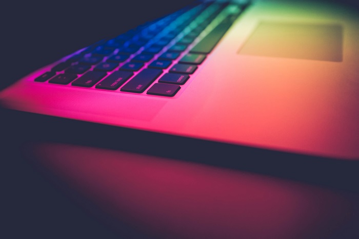 MacBook keyboard with colorful lighting