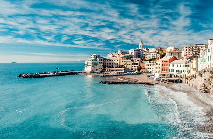 Beautiful Coastal Town in Italy with Clear Blue Sea 4K