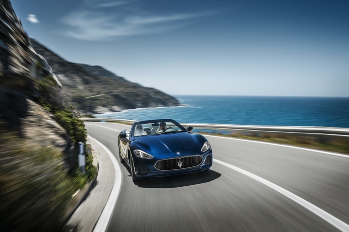 Maserati Granturismo Convertible on Coastal Road 4K