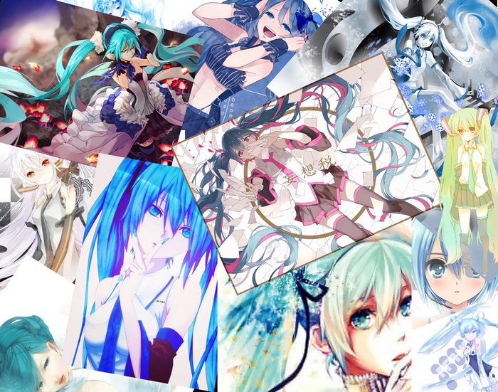 Hatsune Miku and friends collage 4K
