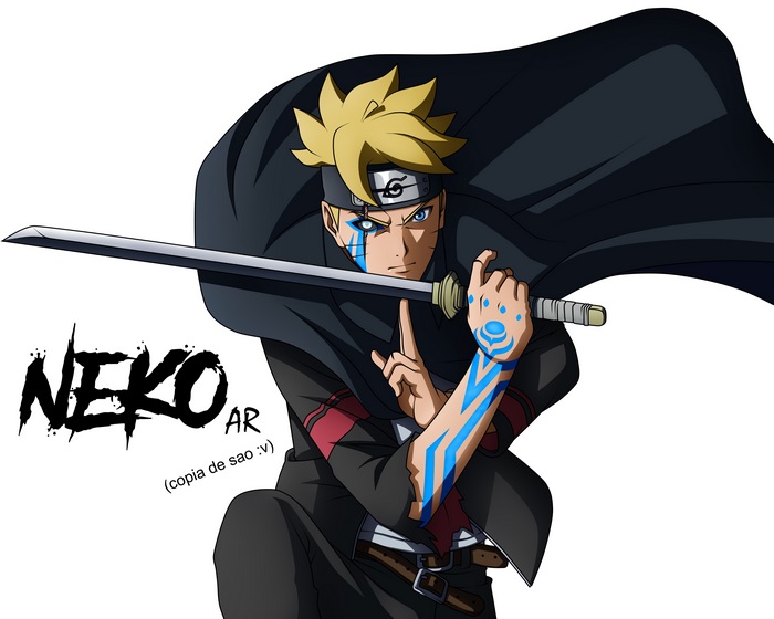 Boruto in Battle Stance with Blue Chakra Markings 4K