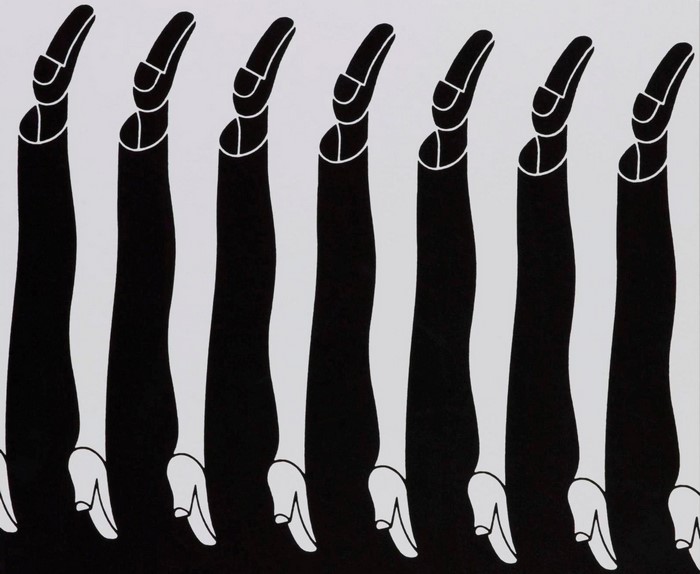 Black and white optical illusion of legs and high heels