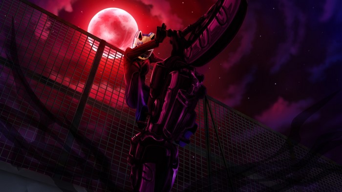 Celty Sturluson from Durarara!! on a fence