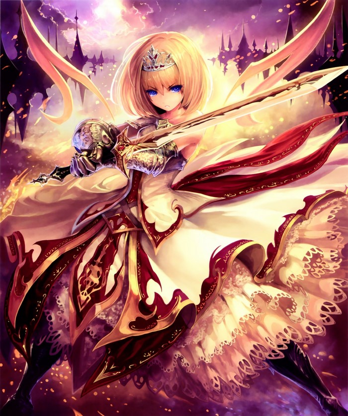 Anime girl with sword and crown