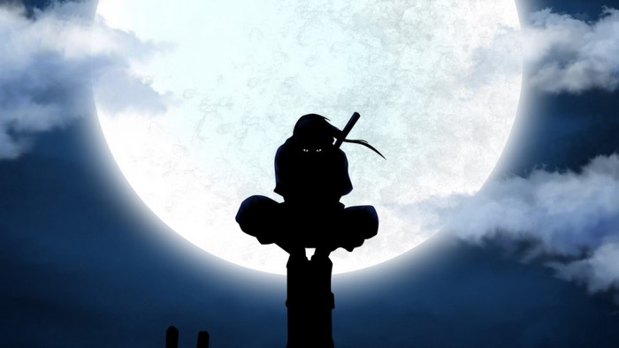 Uchiha Itachi Silhouette with Full Moon