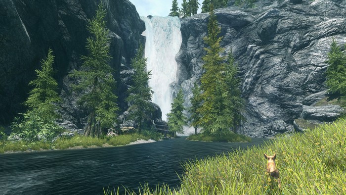 The Elder Scrolls V Skyrim waterfall landscape