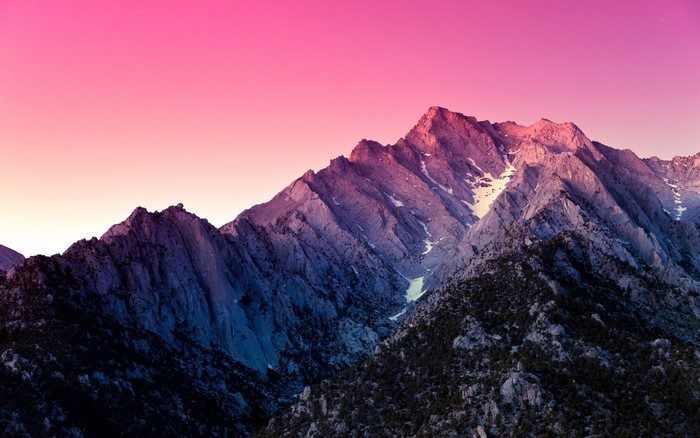 Mountain range with pink sky