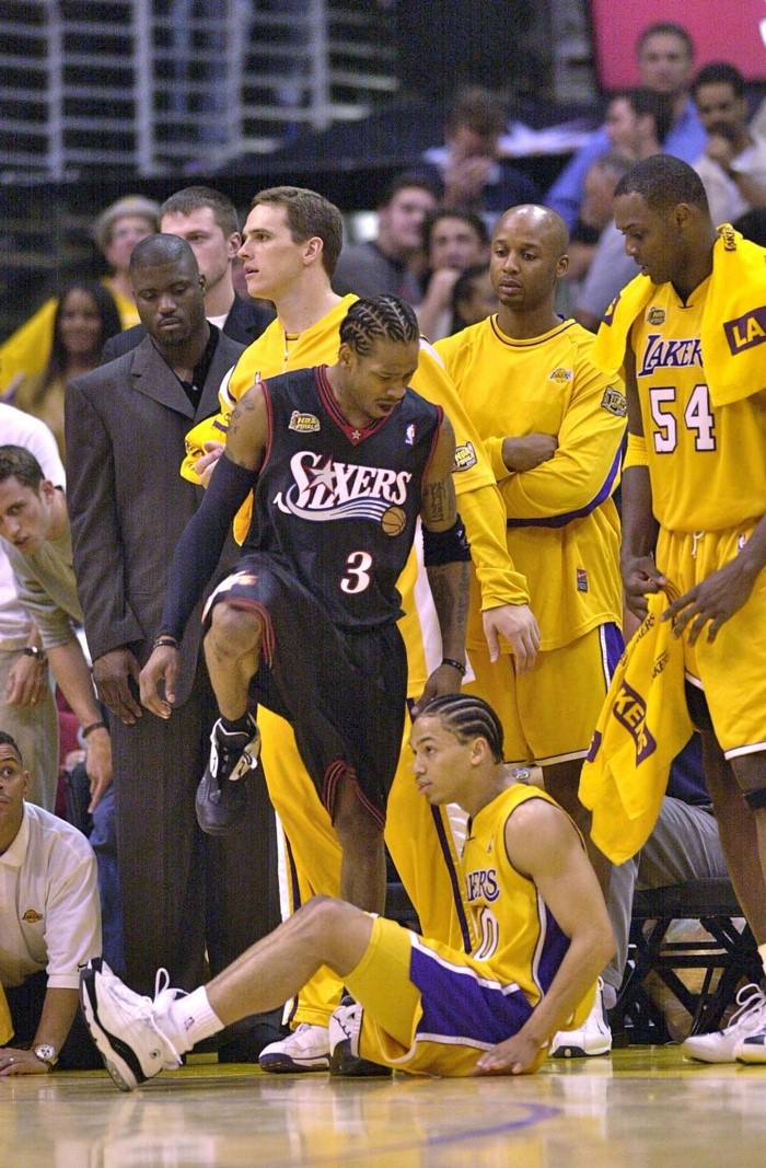 Allen Iverson and Los Angeles Lakers players during NBA Finals