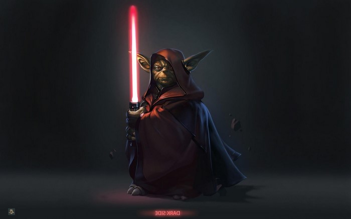 Dark Side Yoda from Star Wars with Lightsaber