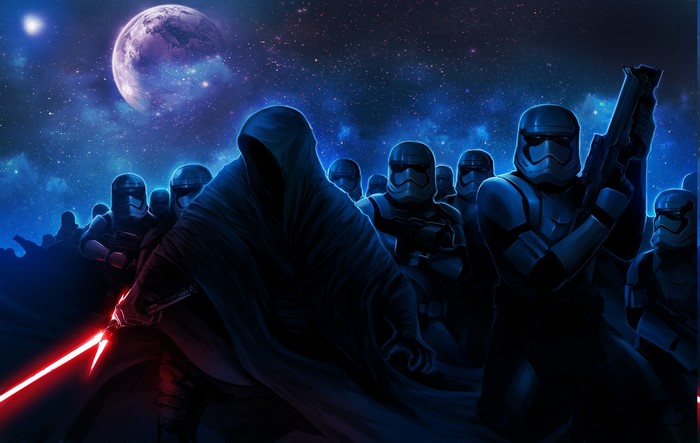 Kylo Ren and Stormtroopers from Star Wars