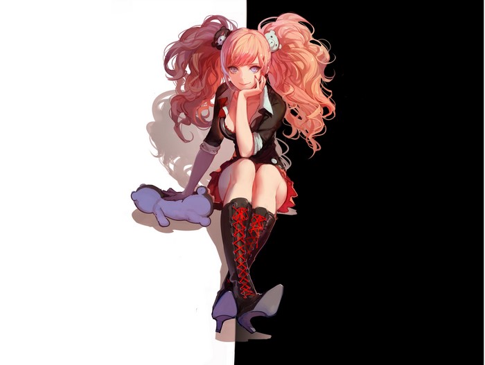 Junko Enoshima from Danganronpa with Monobear plush