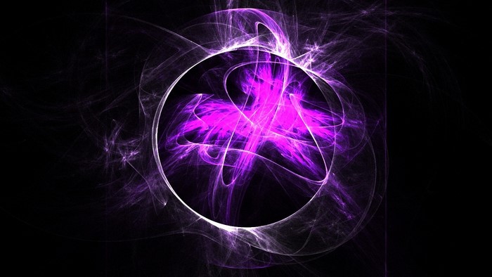 Abstract purple fractal energy circle on black background