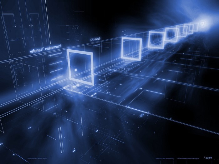 Abstract digital grid with glowing squares and lines