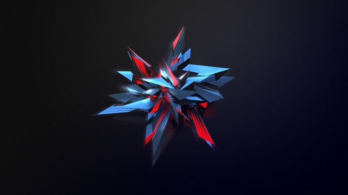 Abstract geometric crystal with red and blue facets