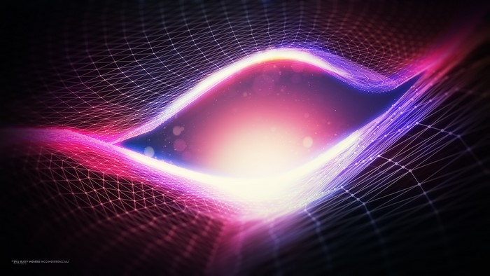 Abstract glowing digital art vortex grid