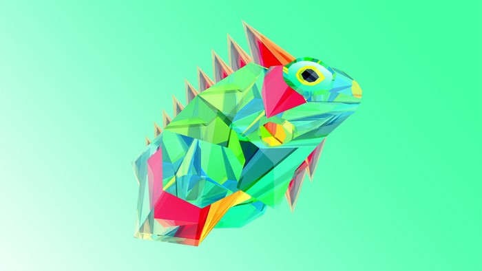 Low poly iguana with colorful facets