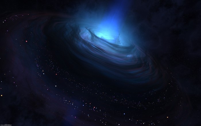 Digital art of a blue nebula and stars