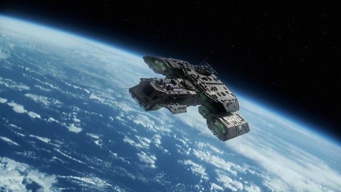 Stargate Daedalus Spaceship Orbiting Earth