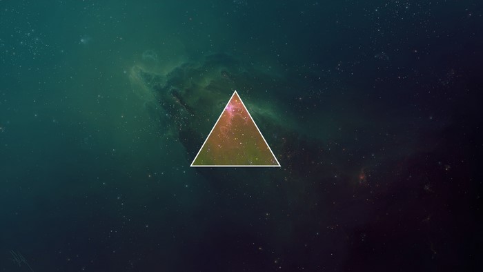 Space triangle with nebula and stars