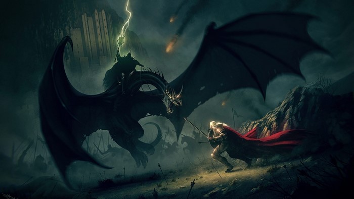 Witch-king of Angmar on Dragon vs. Éowyn from Lord of the Rings