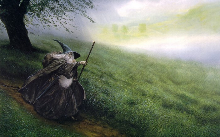 Gandalf the Grey from The Lord of the Rings in the rain
