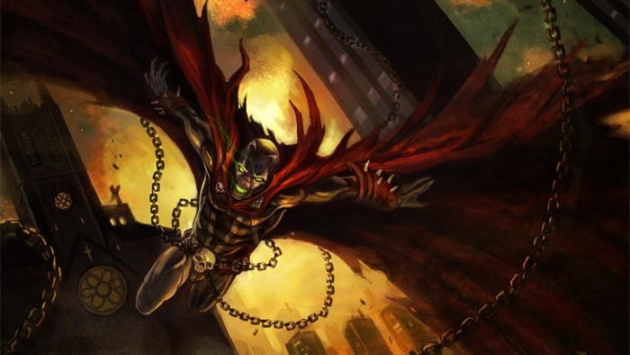Spawn flying with chains and cape