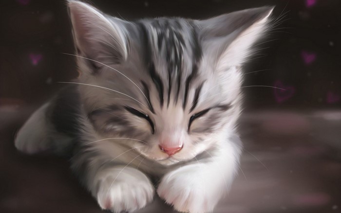 Sleeping Kitten Digital Artwork