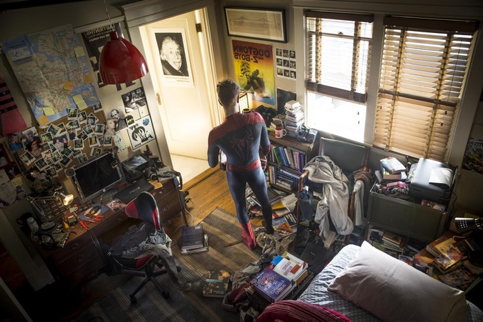 Spider-Man from The Amazing Spider-Man 2 in his room