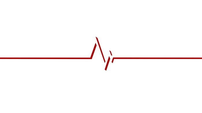 Red heartbeat line on white background